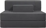 [QIUBABYO] Folding Sofa Bed Couch with Armrest-Convertible Sleeping Mattress Guest Bed and Floor Couch,Foldable Sofa Mattress for Living Room/Dorm/Guest Room/Home Office