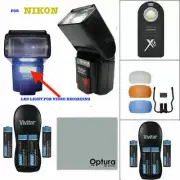 SPEEDLIGHT FLASH + COLOR DIFFUSER +LED LIGHT + BATTERIES FOR NIKON D3400 D3500