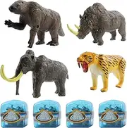 Vokodo Prehistoric Set with 4 Ice Age Animals in Glacier Cubes Kids Archaeology 3D Puzzle Take Apart Discover Fossils Science STEM Educational Dig Up Easter Egg Party Toy Great Boys and Girls