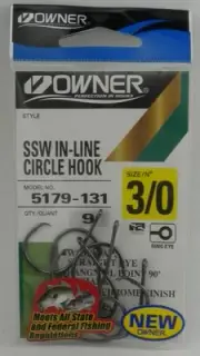 Owner 5179-131 SSW Inline Circle Hook Black Chrome Size 3/0