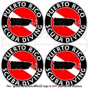 PUERTO RICO SCUBA DIVING Flag-Porto Rican Map Shape Circular Stickers 50mm x4