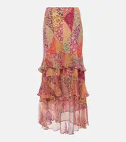 [Rixo] Rixo Preslee patchwork tiered midi skirt AU 18 multicoloured