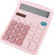 CANLENPK Desktop Calculator 12 Digit, Solar and Battery Dual Power, Large LCD Display and Sensitive Button, Standard Function for Office, Home, School (Pink)
