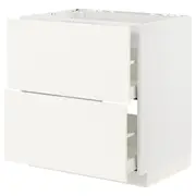 METOD / MAXIMERA base cab f hob/2 fronts/2 drawers, white/Vallstena white, 80x60x80 cm