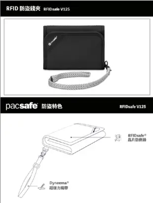 【9折】Pacsafe RFIDsafe | 防盜防射頻短夾 V125 (9折)