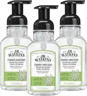 J.R. Watkins Foaming Hand Soap with Pump Dispenser, Moisturizing Foam Hand Wash, All Natural, Alcohol-Free, Cruelty-Free, USA Made, Aloe Green Tea, 9 fl oz, 3 Pack