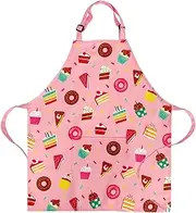 DECOWALL AP-002 Kids Apron - Cup Cake for Girls Boys Chef Kitchen Apron with Pocket for Children Cooking Baking Painting Crafting Art Gardening Adjustable Strap Gift Little Helper