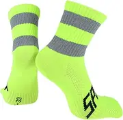 X AUTOHAUX Cycling Socks Anti-Friction m Outdoor Bike Socks Green,Grey Unsex 1 Pair Color Matching Reflective
