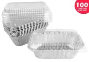 Handi-Foil 1 lb. Aluminum Mini-Loaf/Bread Baking Pan w/Clear Low Dome Lid 100/PK