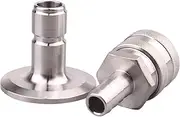 DERNORD Stainless Steel Quick Disconnect Set -Beer Brewing Tri Clover Connector Kit (Barb Female/Tri clamp Male)