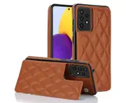 3 Cards Leather Case for Samsung Galaxy A72 5G, RFID Blocking Material to Protect Card Data - Brown