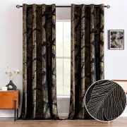 MIULEE Luxury Velvet Curtains 108 Inches Long 2 Panels Set, Leaf Patterned Go...