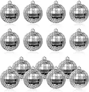 15Pcs Small Mirror Disco Ball 5cm Diameter, Silver Disco Mirror Reflective Ball for Party, Wedding, Stage Decoration, Foam with Sequins
