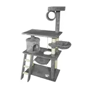 Grey Cat Tree Tower Condo Scratching Post Bed Stand 1.4M