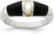 [JewelryWeb] 925 Sterling Silver Solid Polished Simulated Onyx and Simulated Mother of Pearl Ring Band Style-Ring for Women