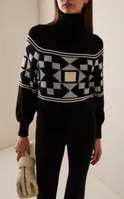 [High Sport] Lara Fair Isle Cotton-Blend Turtleneck Sweater