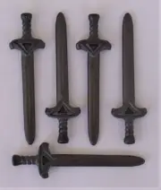 Playmobil Weapons 5 x Black Swords Knights/Roman/Pirates Good Condition