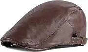 [aoozleny] Classic Newsboy Cap,PU Leather Beret Ivy Flat Golf Driving Hat for Men