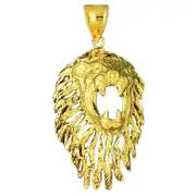 14K Gold 50MM CutOut Mane Lion Head Pendant
