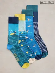 White Stuff Blue Beside the Seaside Socks 4 Pack (F74486) | $51