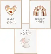 Mutzauber® Poster Affirmation Poster A4 A3 Children's Room Boys Girls A4 A3 Pictures Children's Room Motivation Bear Animals Children Nursery Various Designs Wall Poster (Hare Red)