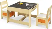 HONEY JOY 3 in 1 Kids Wooden Table & 2 Chair Set, Children Activity Table Des...