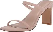 [The Drop] Women's Avery Square-Toe Two-Strap High Heeled Sandal, Natural, 10