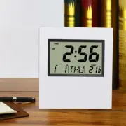 LCD Digital Silver Table Clock / Wall Clock with Calendar Temperature Alarm