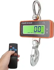 [Gugxiom] Digital Crane Scale, 1500kg 3000lb Duty Industrial Hanging Scale, with Remote Control LED Display, Remote Control Range 20m, for Measuring Weight(Orange)