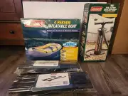 Coleman Inflatable 4-Person Raft Boat + 4 Oars Paddles + Double Action Pump SET