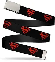 [Buckle-Down] Plain Clamp Buckle Youth Web Belt, Superboy Shield Black/Red, 1.0 Inch Wide, Size 20