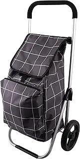 Karlstert Deluxe Lightweight Shopping Trolley, 40 Litre Capacity, Grey Grid