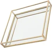 Luxshiny Brass Rim Square Mirror Tray Gold Trays Room Decor Bathroom Home Decorative Accessories