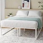 Zinus Joseph White 45cm Queen Bed Frame with Underbed Storage and Mattress Base - Industrial Metal Steel