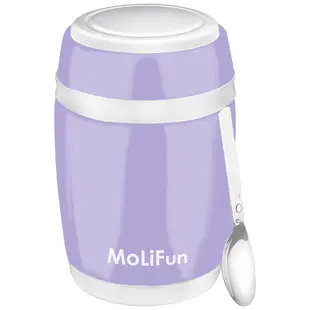 MoliFun魔力坊 不鏽鋼真空保鮮保溫燜燒食物罐480ml-微薰紫