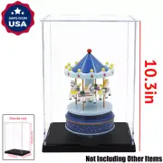 US Perspex Clear Acrylic Display Case 10.3in H Box Plastic Base Dustproof Figure
