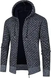 [Generic] Men's Hooded Long Cardigan knitwear Regular Fit Sweaters Hoodies Coat for men Full Zip Fleece Lined sweater