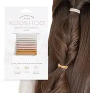 KOOSHOO Organic Cotton Hair Ties For Girls - Plastic-Free Mini Hair Ties For Thick Hair, Women, Toddlers, & Babies. Hair Accessories for Women. 12ct, Golden Fibers