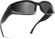[knliwkm] Sports Wrap Around Sunglasses Silver Y2K Futuristic Oval Glasses for Women Men 2022 Trendy Fashion Shades