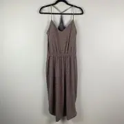 prAna Ayla Athletic Midi Dress Size M Built in Bra Brown Earthbound Spots