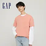 GAP 男女同款 純棉素色短袖T恤 厚磅密織親膚系列-粉橘色(690357)