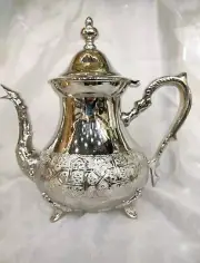 Moroccan Handmade Silver Teapot , Handmade Engraved Design, Tea Ceremonies