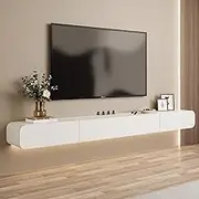 Floating TV Shelf TV Cabinet TV Stand Wall Mounted Media Console Entertainment Center Storage Cabinet Desk Audio/Video Hutch Electronics Shelf for TV Components with Drawer White Display Cabinets