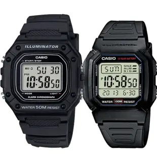 【CASIO 卡西歐】新潮流運動情侶對錶(W-800H-1A+W-218H-1A)