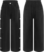 [iiniim] Kids Girls Washed Bottoms with Pockets Retro Style Denim Pants Fashion Trousers Ripped Jeans