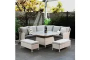 VI Rowen 8 Seater Wicker Outdoor Corner Sofa with Coffee Table Set