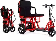 Folding Electric Mobility Scooter 3 Wheel Foldable Compact Lightweight Travel Scooter with Detachable Battery LED Light Electro-Magnetic Brakes Mobility Scooters for Seniors Adults Elderly