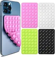 UOEPOWA 4 Pack Upgraded Double Sided Silicone Suction Phone Case Mount, 80 Independent Suction Cups Strong Grip Holder Phone Mount, Hands Free Mobile Accessory Holders for Showers Videos, Selfies