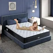 Queen Mattress 12 Inch Hybrid Memory Foam Mattress Queen Size Bed in A Box, Black