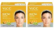 2 x VLCC Natural Anti Tan Facial Kit 60G- Fades Tan Soften Sun exposed Skin